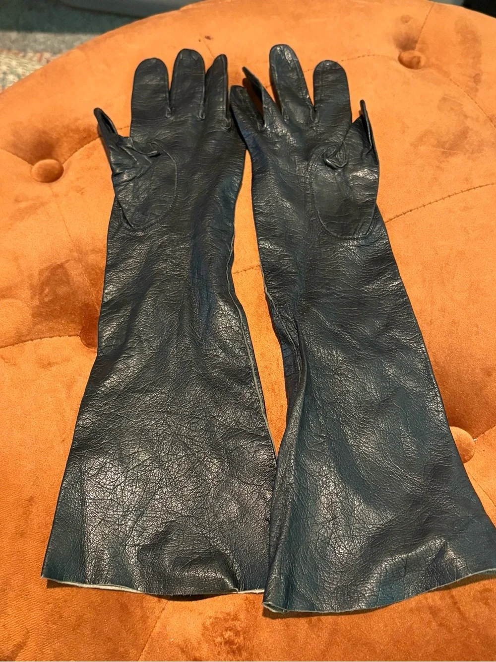 Vintage(1950-1960s) Fownes Long Black Leather Opera Gloves